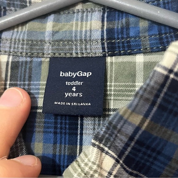 GAP Toddler Plaid Dress Button Down Shirt in Blue and Green size 4T - Picture 3 of 5